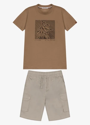 Trick Nick - Conjunto Infantil Camiseta com Bermuda Marrom - TRICK NICK