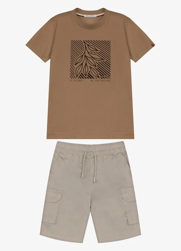 Trick Nick - Conjunto Infantil Camiseta com Bermuda Marrom