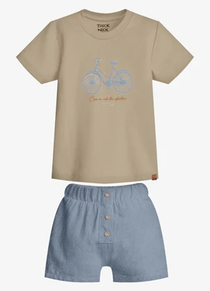 Trick Nick - Conjunto Infantil Camiseta com Bermuda Marrom - TRICK NICK