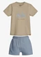 Trick Nick - Conjunto Infantil Camiseta com Bermuda Bege - variação: Marrom