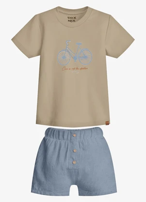 Trick Nick - Conjunto Infantil Camiseta com Bermuda Marrom - TRICK NICK