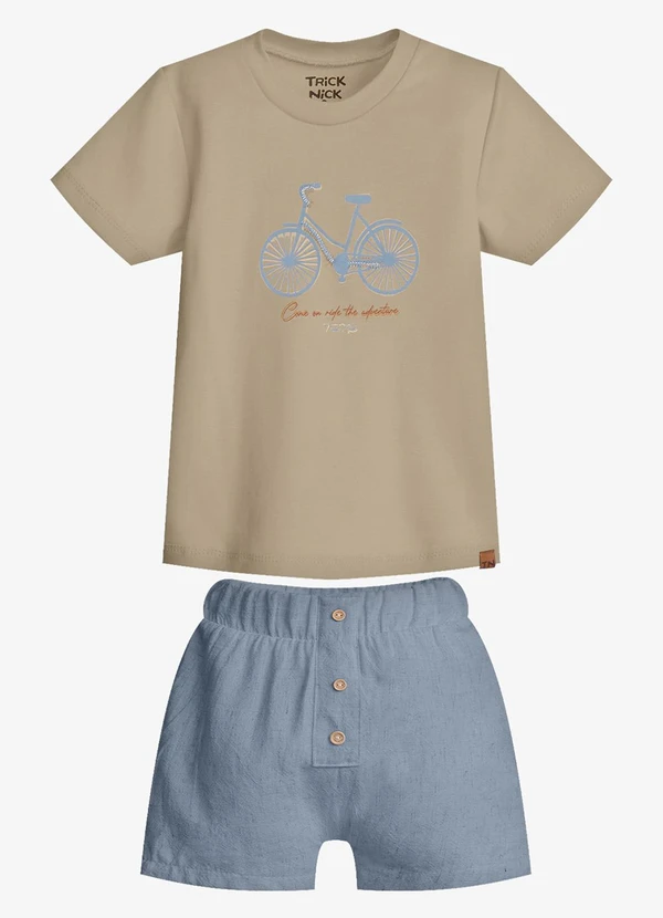 Trick Nick - Conjunto Infantil Camiseta com Bermuda Marrom