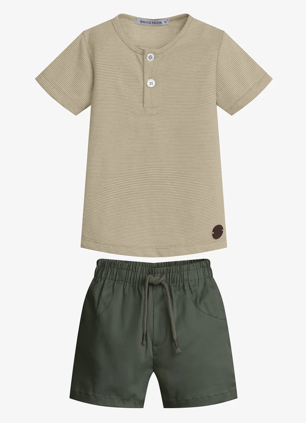 Trick Nick - Conjunto Infantil Camiseta com Bermuda Marrom