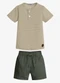 Trick Nick - Conjunto Infantil Camiseta com Bermuda Verde - variação: Marrom
