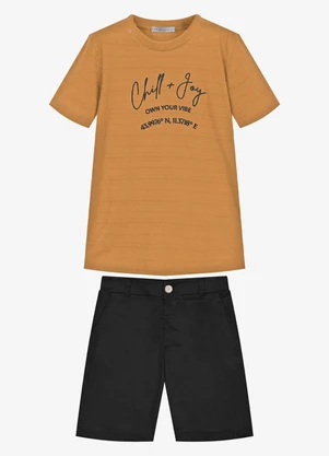 Trick Nick - Conjunto Infantil Camiseta com Bermuda Marrom - TRICK NICK