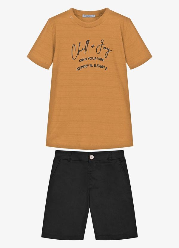 Trick Nick - Conjunto Infantil Camiseta com Bermuda Marrom
