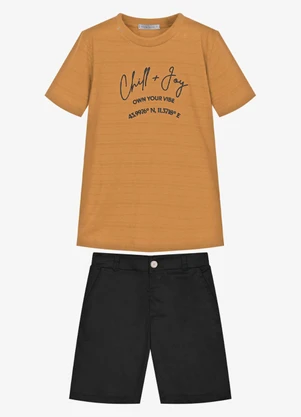 Trick Nick - Conjunto Infantil Camiseta com Bermuda Marrom - TRICK NICK