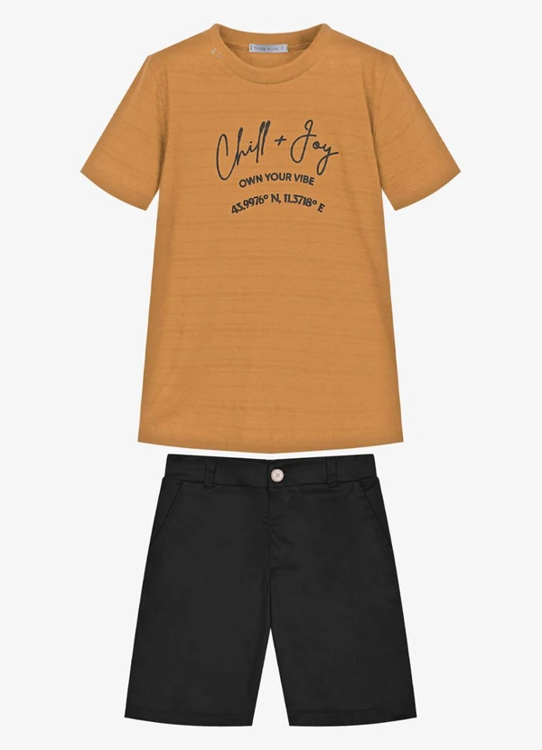 Trick Nick - Conjunto Infantil Camiseta com Bermuda Marrom