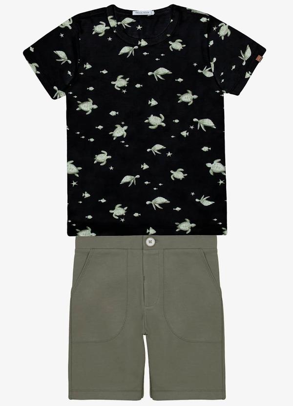 Trick Nick - Conjunto Infantil Camiseta com Bermuda Preto