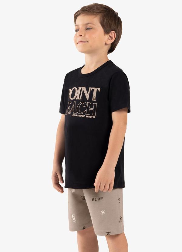 Rovi Kids - Conjunto Infantil Camiseta com Bermuda Preto