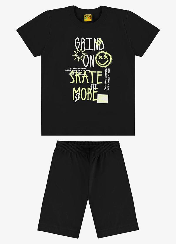 Rovi Kids - Conjunto Infantil Camiseta com Bermuda Preto 1