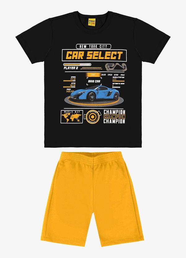 Rovi Kids - Conjunto Infantil Camiseta com Bermuda Preto