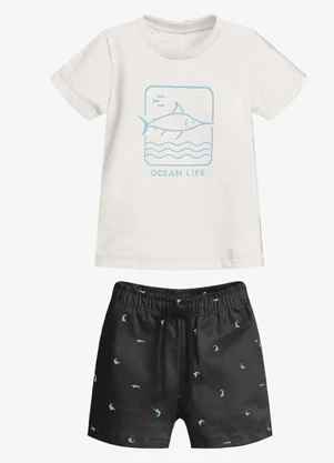 Trick Nick - Conjunto Infantil Camiseta com Bermuda Preto - TRICK NICK