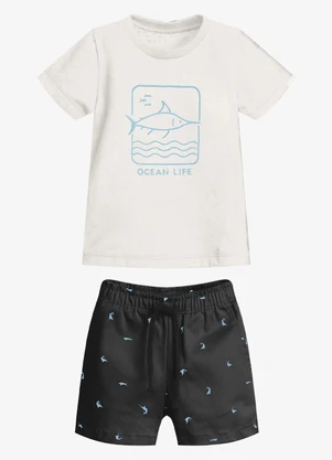 Trick Nick - Conjunto Infantil Camiseta com Bermuda Preto - TRICK NICK