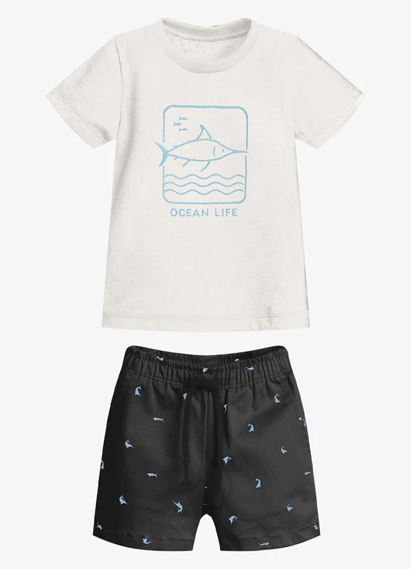 Trick Nick - Conjunto Infantil Camiseta com Bermuda Preto