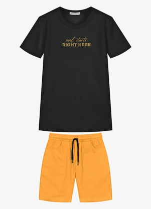 Trick Nick - Conjunto Infantil Camiseta com Bermuda Preto - TRICK NICK