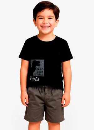 Select - Conjunto Infantil Camiseta com Bermuda Preto - SELECT