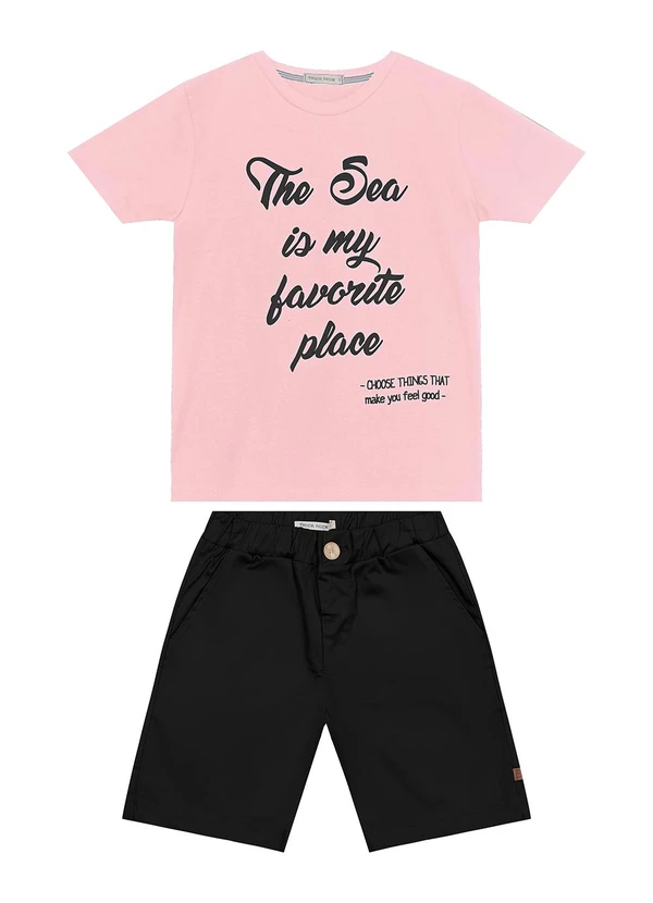 Trick Nick - Conjunto Infantil Camiseta com Bermuda Rosa