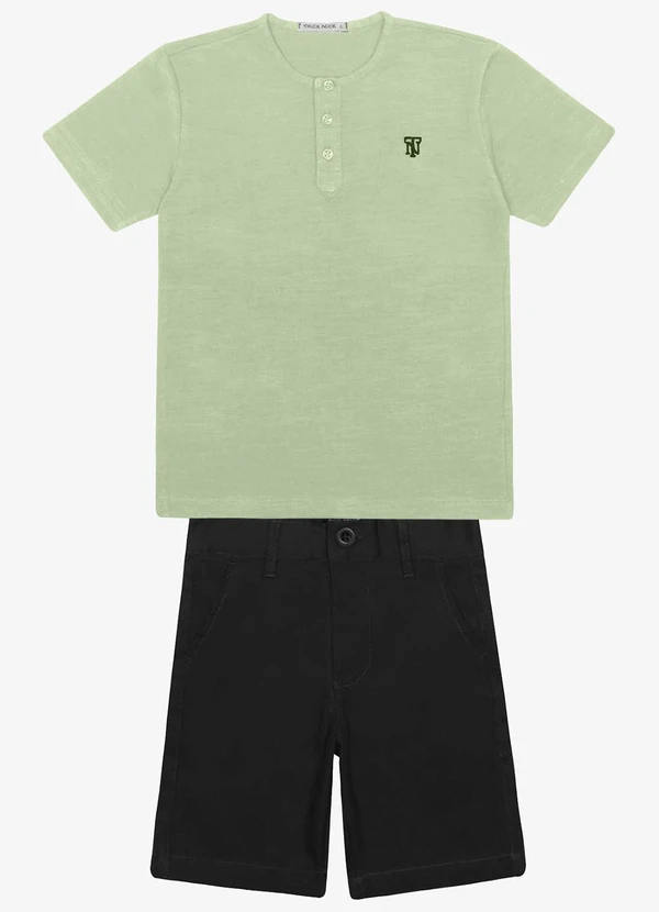 Trick Nick - Conjunto Infantil Camiseta com Bermuda Verde