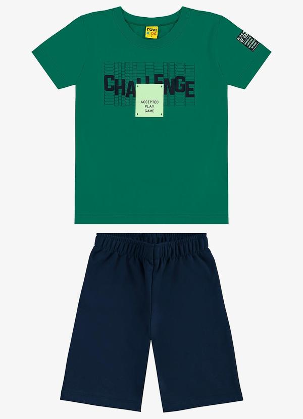 Rovi Kids - Conjunto Infantil Camiseta com Bermuda Verde