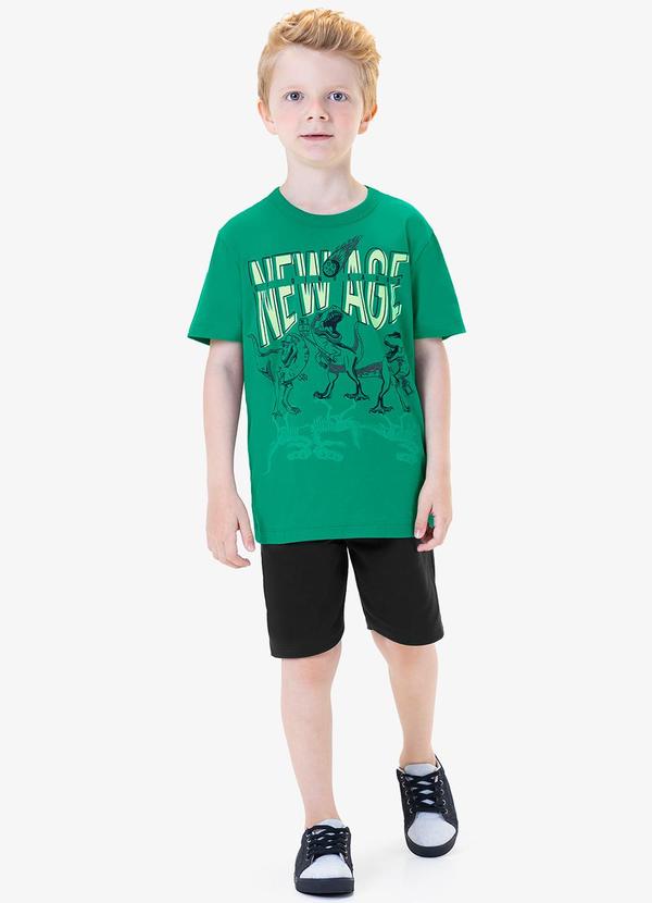 Rovi Kids - Conjunto Infantil Camiseta com Bermuda Verde