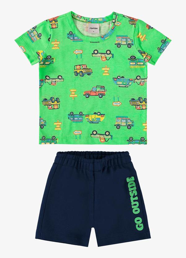 Rovi Kids - Conjunto Infantil Camiseta com Bermuda Verde