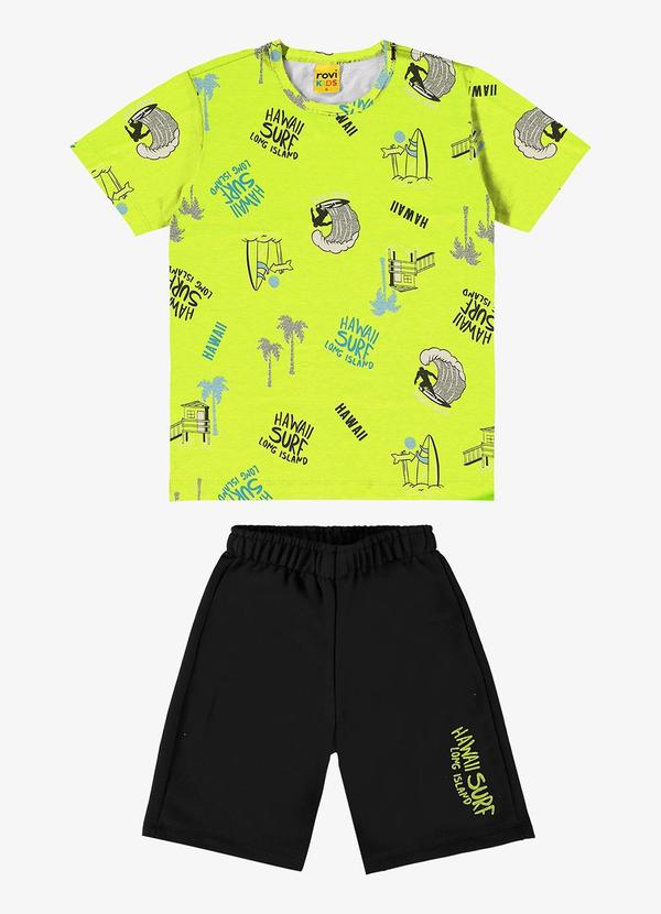 Rovi Kids - Conjunto Infantil Camiseta com Bermuda Verde