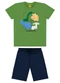 Rovi Kids - Conjunto Infantil Camiseta com Bermuda Marrom - variação: Verde