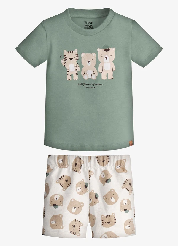 Trick Nick - Conjunto Infantil Camiseta com Bermuda Verde