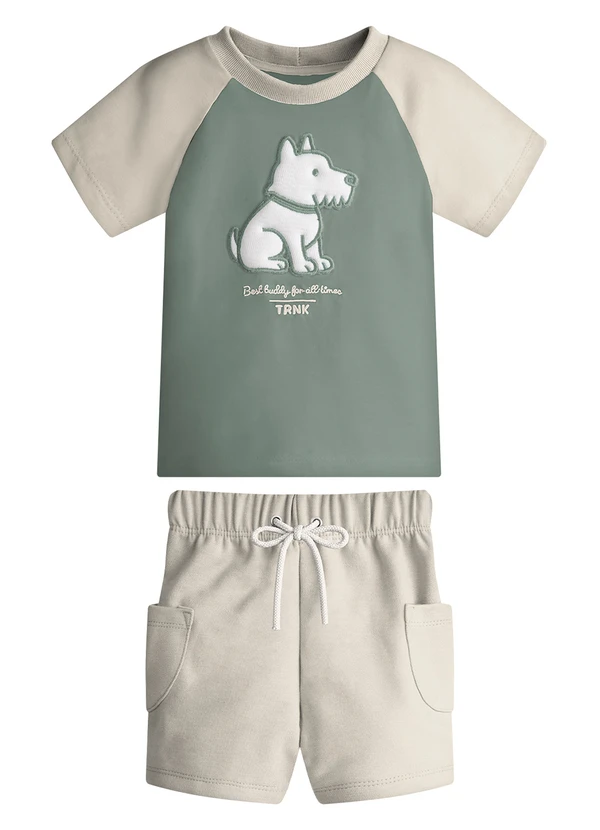 Trick Nick - Conjunto Infantil Camiseta com Bermuda Verde