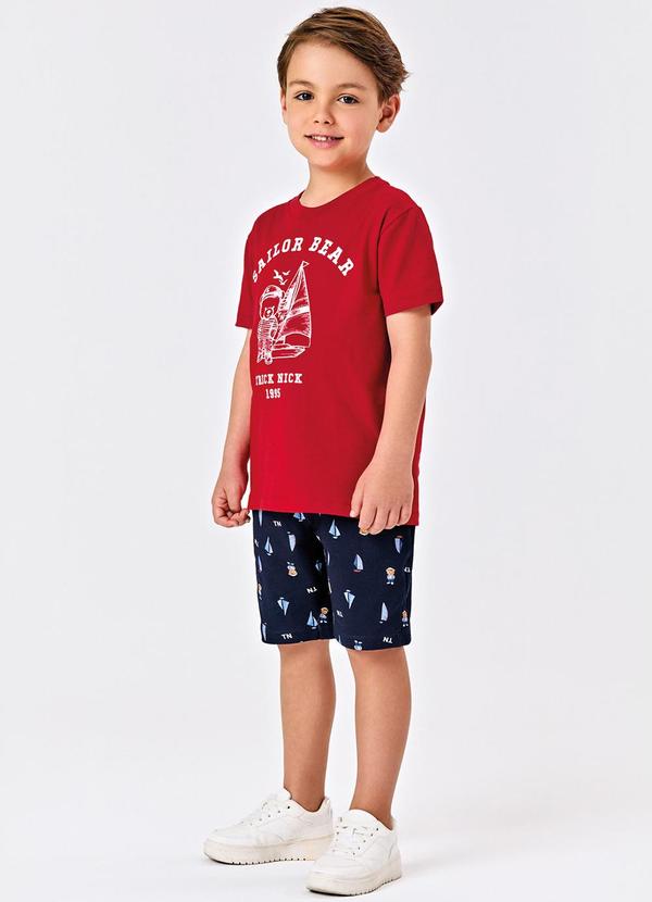 Trick Nick - Conjunto Infantil Camiseta com Bermuda Vermelho 3