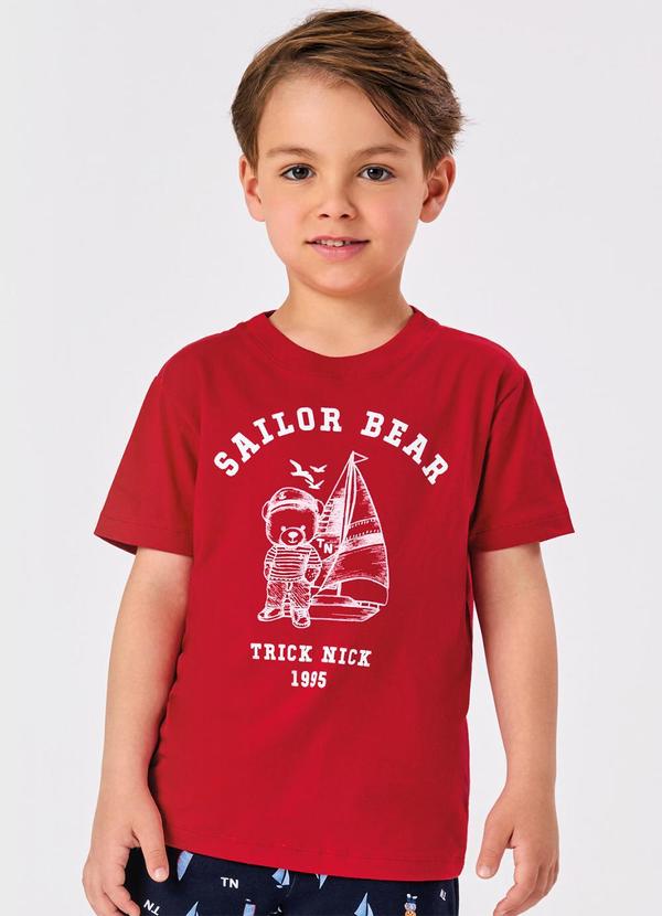 Trick Nick - Conjunto Infantil Camiseta com Bermuda Vermelho 4