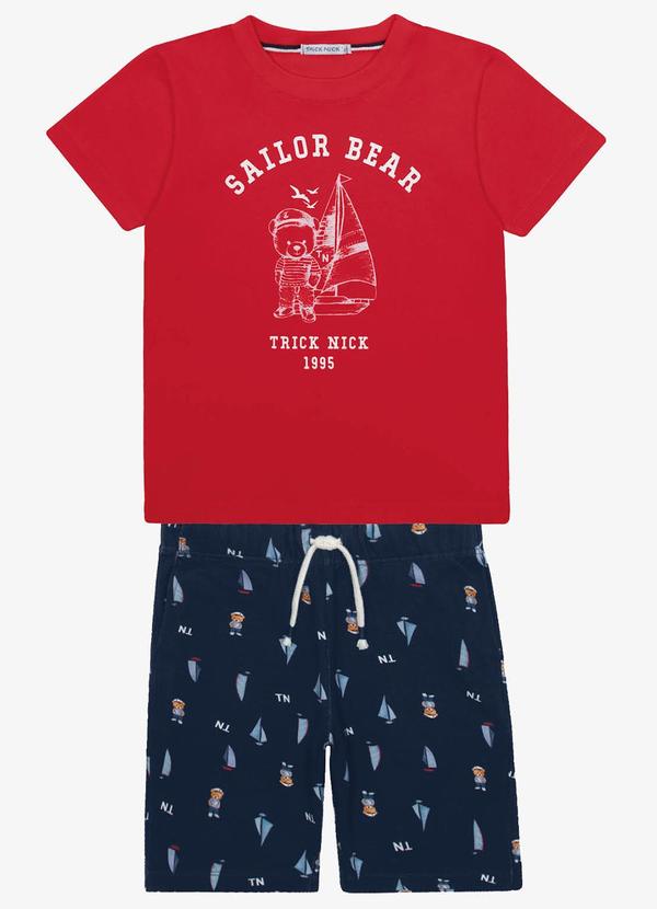 Trick Nick - Conjunto Infantil Camiseta com Bermuda Vermelho 6