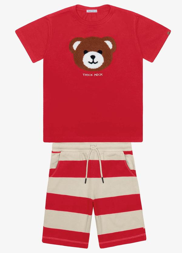 Trick Nick - Conjunto Infantil Camiseta com Bermuda Vermelho