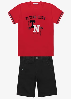 Trick Nick - Conjunto Infantil Camiseta com Bermuda Vermelho - TRICK NICK