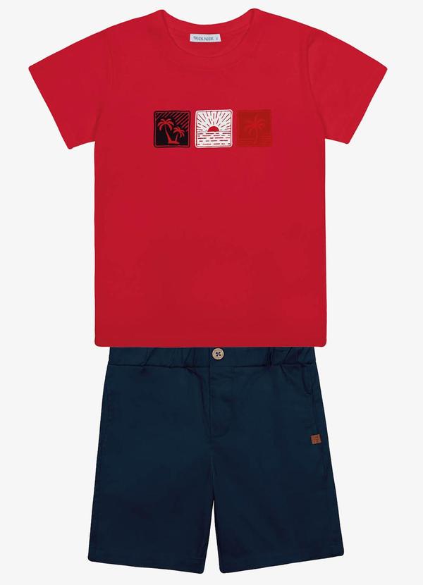 Trick Nick - Conjunto Infantil Camiseta com Bermuda Vermelho 1