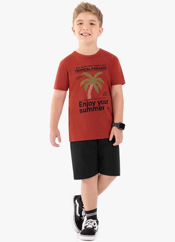 Rovi Kids - Conjunto Infantil Camiseta com Bermuda Vermelho 3