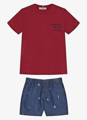 Trick Nick - Conjunto Infantil Camiseta com Bermuda Vermelho - TRICK NICK