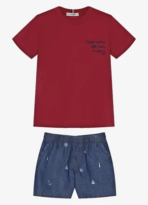 Trick Nick - Conjunto Infantil Camiseta com Bermuda Vermelho - TRICK NICK
