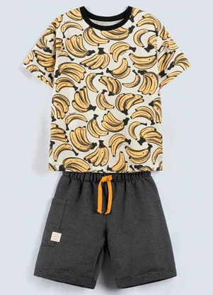 Bugbee - Conjunto Infantil Camiseta e Bermuda Amarelo - BUGBEE