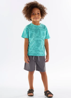 Up Baby - Conjunto Infantil Camiseta e Bermuda Azul - UP BABY