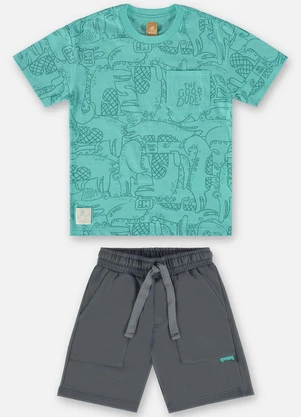 Up Baby - Conjunto Infantil Camiseta e Bermuda Azul - UP BABY