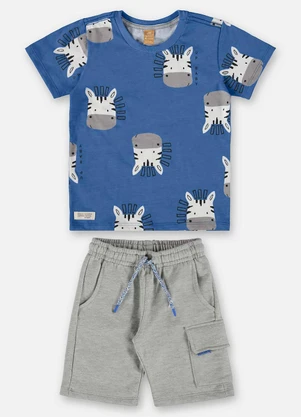Up Baby - Conjunto Infantil Camiseta e Bermuda Azul - UP BABY
