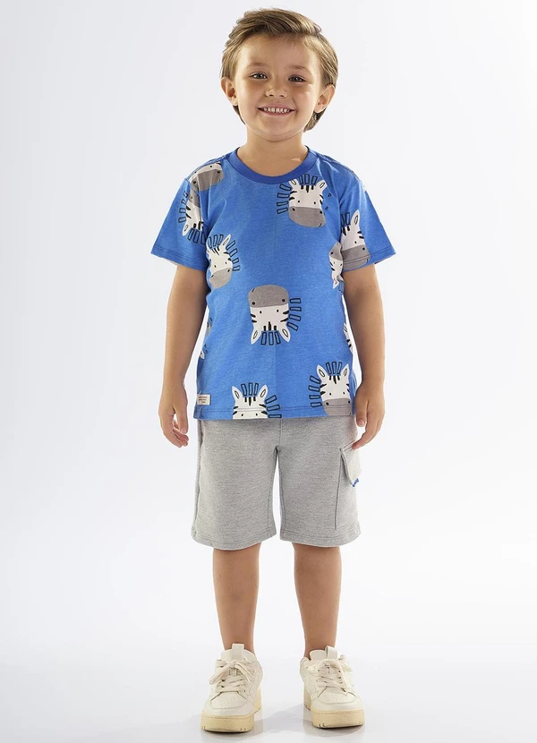 Up Baby - Conjunto Infantil Camiseta e Bermuda Azul