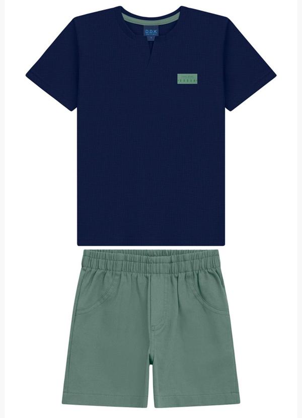 Ddk - Conjunto Infantil Camiseta e Bermuda Azul