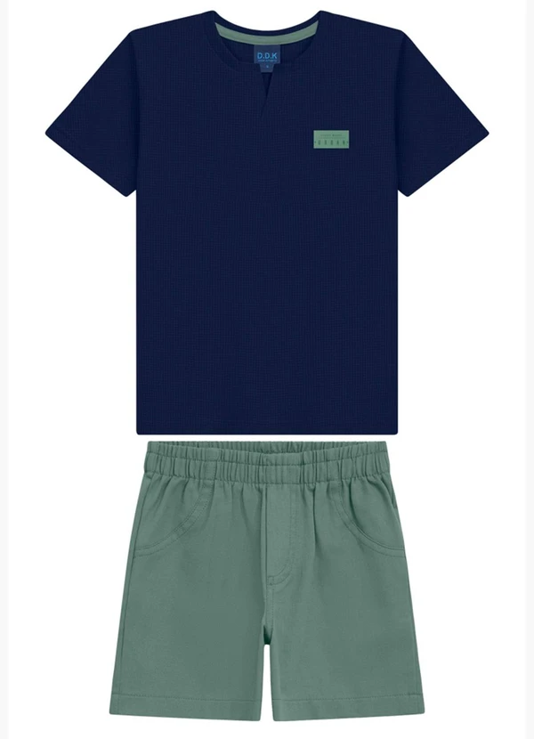 Ddk - Conjunto Infantil Camiseta e Bermuda Azul
