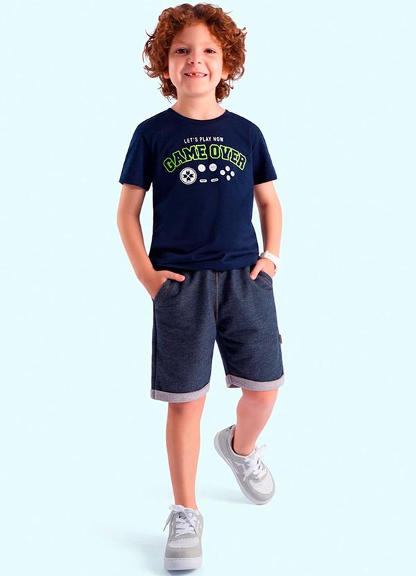 Ddk - Conjunto Infantil Camiseta e Bermuda Azul