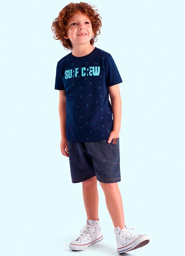 Ddk - Conjunto Infantil Camiseta e Bermuda Azul