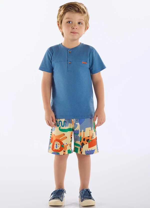 Up Baby - Conjunto Infantil Camiseta e Bermuda Azul