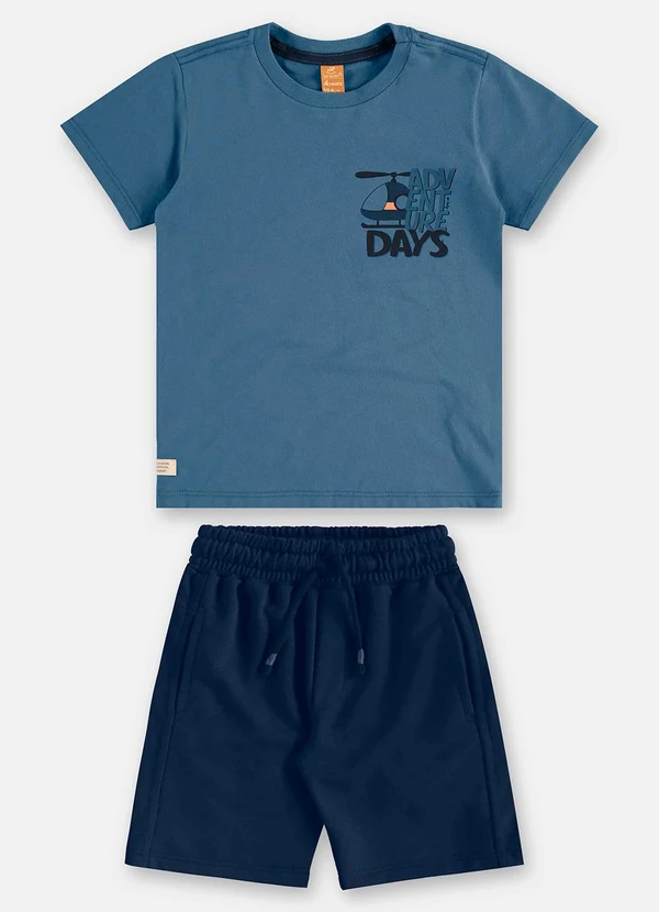 Up Baby - Conjunto Infantil Camiseta e Bermuda Azul 3